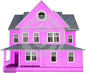 Pink House, Home, Cottage, Isolated