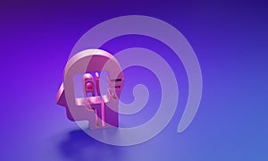 Pink Humanoid robot icon isolated on purple-blue background. Artificial intelligence, machine learning, cloud computing