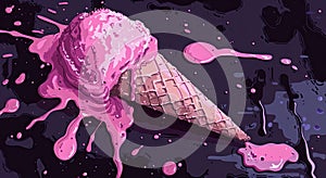 A pink ice cream that fell on the floor. An unpleasant accident