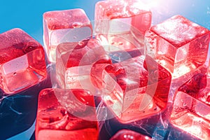 pink ice cubes melting in the sun in the summer heat. Generative AI