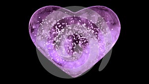 Pink Ice Glass Heart with snowflakes inside Alpha Matte Loop 4k