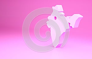 Pink India map icon isolated on pink background. Minimalism concept. 3d illustration 3D render