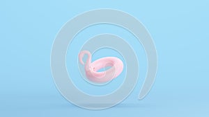Pink Inflatable Flamingo Rubber Ring Fun Holiday Plastic Pool Toy Kitsch Blue Background
