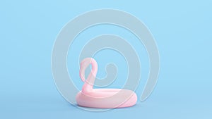 Pink Inflatable Flamingo Rubber Ring Fun Holiday Plastic Pool Toy Kitsch Blue Background