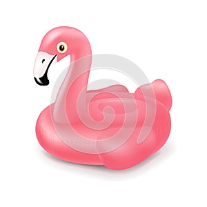 Pink Inflatable Flamingo Swim Ring Isolated