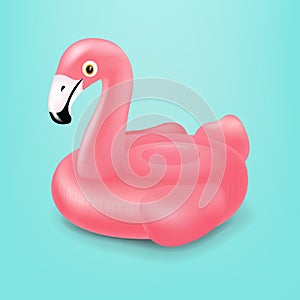 Pink Inflatable Flamingo Swim Ring Isolated Mint Background