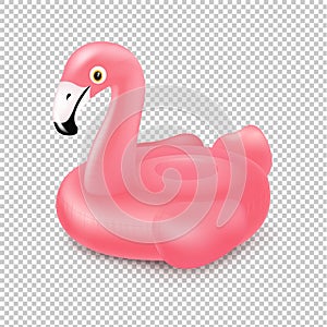 Pink Inflatable Flamingo Swim Ring Isolated Transparent Background