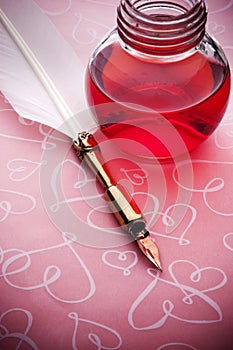 Pink Ink Pen Love Background