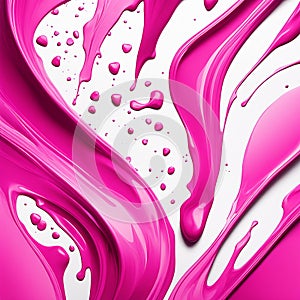 Pink ink splashes isolated on white background. color acrylic paint