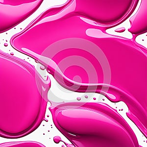 Pink ink splashes isolated on white background. color acrylic paint