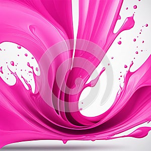 Pink ink splashes isolated on white background. color acrylic paint