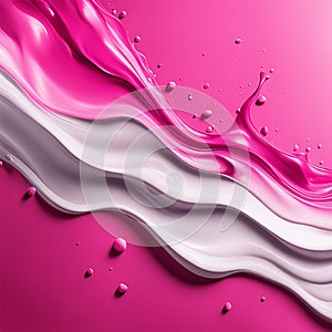 Pink ink splashes isolated on white background. color acrylic paint