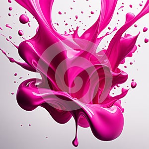 Pink ink splashes isolated on white background. color acrylic paint