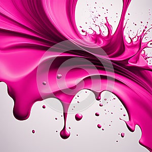 Pink ink splashes isolated on white background. color acrylic paint