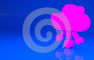 Pink Internet of things icon isolated on blue background. Cloud computing design concept. Digital network connection