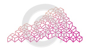 Pink Isometric Cube Structure, vector design Generative AI