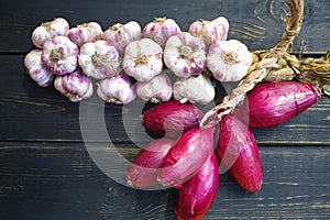 Pink italian onion and garlic braid