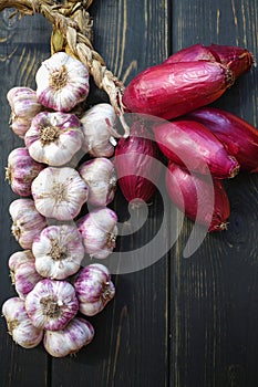 Pink italian onion and garlic braid