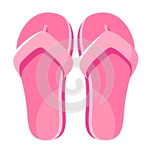 Pink jandals  flip flop icon. Female slim footwear for beach  bathroom  swimming pool photo