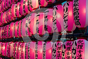 Pink Japanese lanterns in ShinJuku Japan