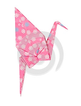 Pink Japanese paper craft origami bird