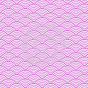 Pink japanese seamless pattern with waves vector