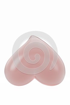 Pink jelly heart isolated On White Background, 3D illustration