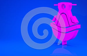 Pink Jet ski icon isolated on blue background. Water scooter. Extreme sport. Minimalism concept. 3d illustration. 3D