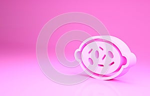 Pink Kheer in a bowl icon isolated on pink background. Traditional Indian food. Minimalism concept. 3d illustration 3D