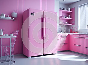 Pink kitchen design.