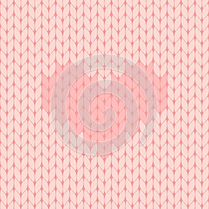 Pink knitted seamless pattern with heart