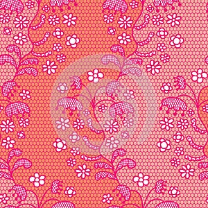 Pink lace vector fabric seamless pattern