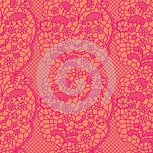 Pink lace vector fabric seamless pattern