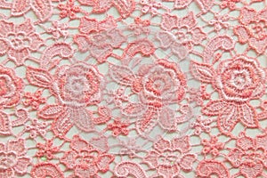 Pink lace on white background. No any trademark or restrict matter in this photo photo