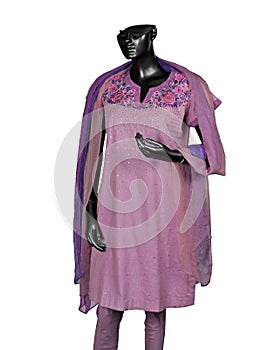 Pink ladies kurta pajama suit traditional north Indian dress fashion dummy lady doll,