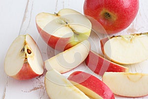 Pink lady apples cut