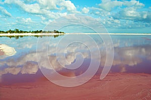 Pink lake in Mexico