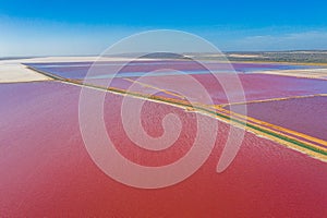 Pink lake at port gregory in Australia