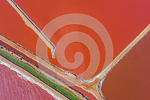 Pink lake at port gregory in Australia