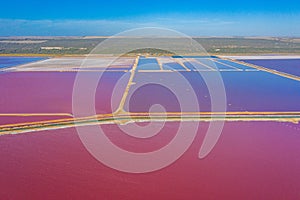 Pink lake at port gregory in Australia