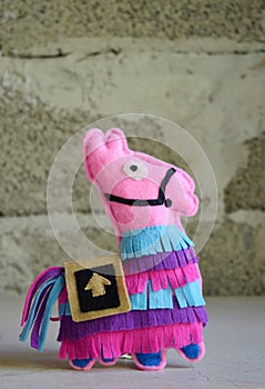 Pink lama. Toy from felt with your own hands. DIY concept for children. Handmade crafts. Step 6. Finished toy