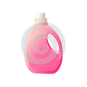 Pink large volume bottle for rinser, bleacher or liquid powder isolated on white background.