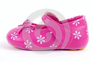 Pink leather baby shoe