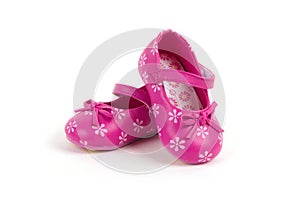 Pink leather baby shoes