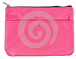 Pink leather case isolated on white