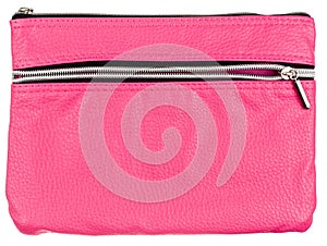 Pink leather case isolated on white