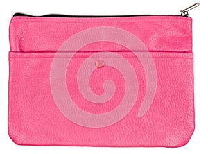 Pink leather case isolated on white