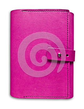Pink leather case notebook isolated