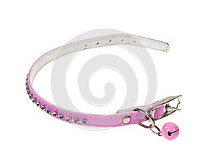 Pink leather cat collar photo