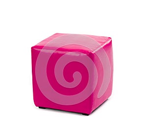 Pink leather foot stool ottoman